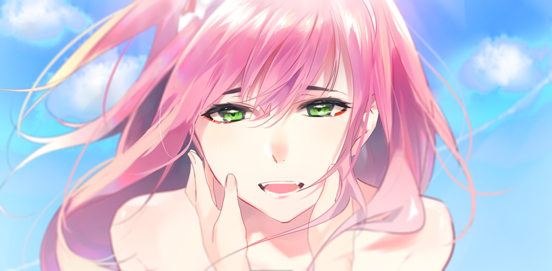 Zero Two (Darling in the FranXX), Code:002, Darling in the FranXX, anime, anime girls, green eyes, pink hair, long hair, fangs