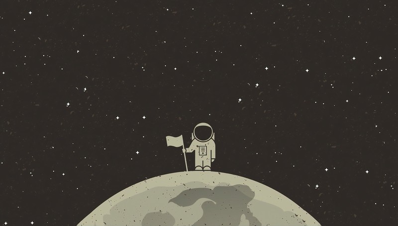 digital, digital art, artwork, simple background, stars, space, astronaut, Moon, minimalism, space art, flag, vector art, vector graphics, simple, illustration