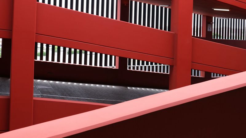 facade, walls, red, 4k