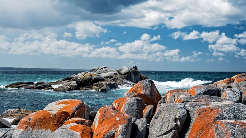 bay, stones, binalong bay, australia, 4k