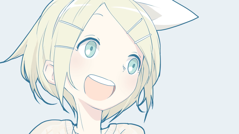anime girls, Vocaloid, short hair, yellow hair, Kagamine Rin, digital art