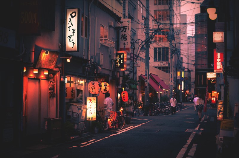 city, Japan, Japanese characters, Asia, urban, street, lights