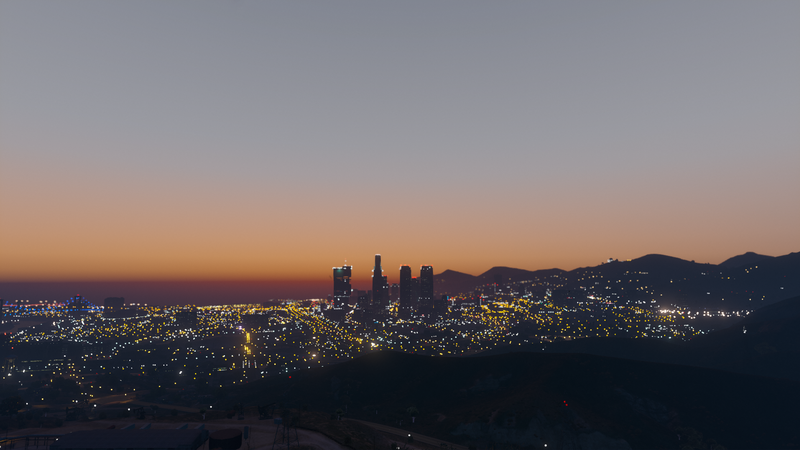 city, skyline, skyscraper, lights, sky, Grand Theft Auto V