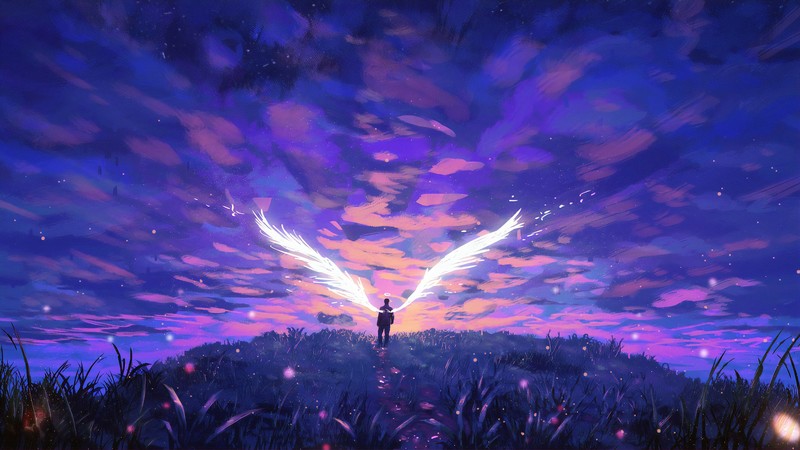 illustration, Lucifer, angel, landscape, painting, fantasy art, Anato Finnstark