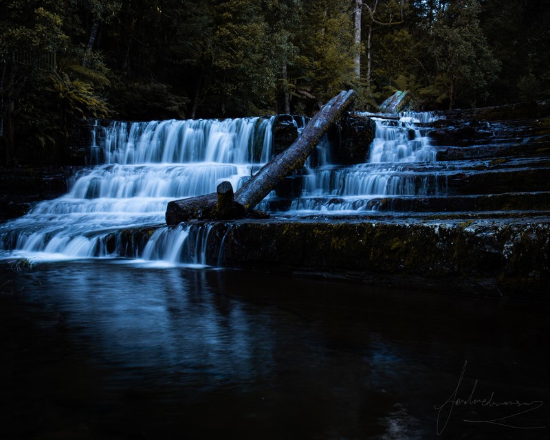long exposure, landscape, waterfall, Tasmania, forest, forest clearing