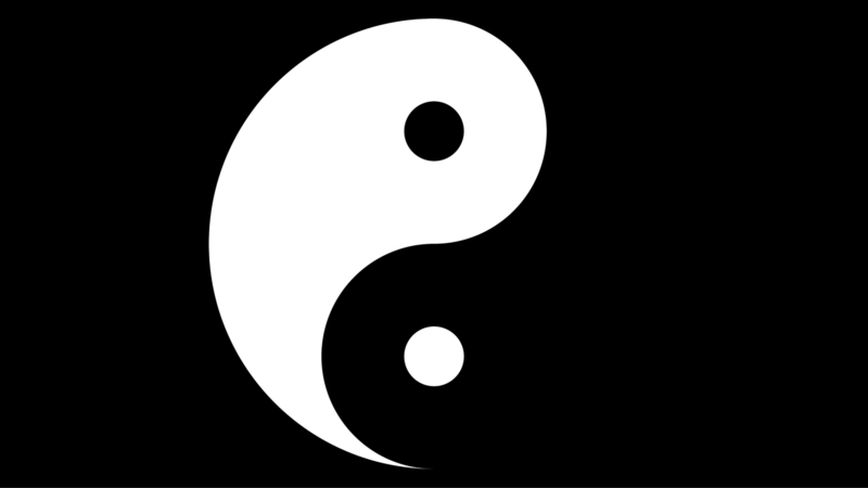 digital, digital art, artwork, Ying Yang, Yin and Yang, religious, circle, black, white, simple background, minimalism, monochrome, black background, symbols, symbolism