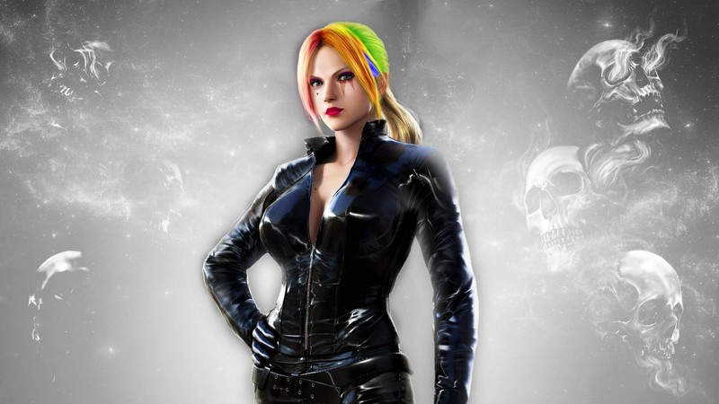 women, black suit, skull, Nina Williams (Tekken), Tekken