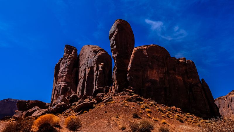 rocks, stones, sand, sky, geological formation, 4k
