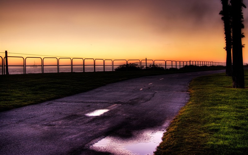 walkway, sea side, road, outdoors, sunlight