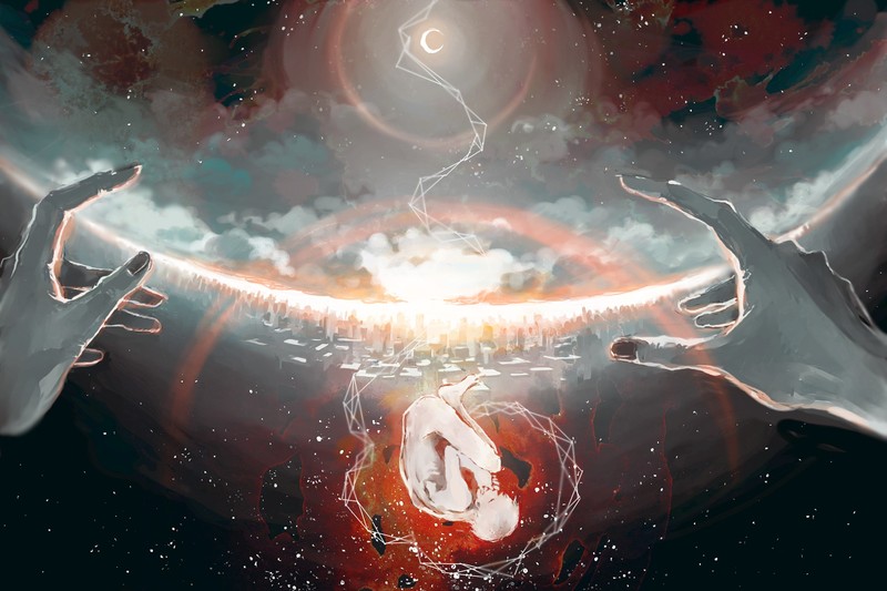 anime, comic art, Quadratic element, anime girls