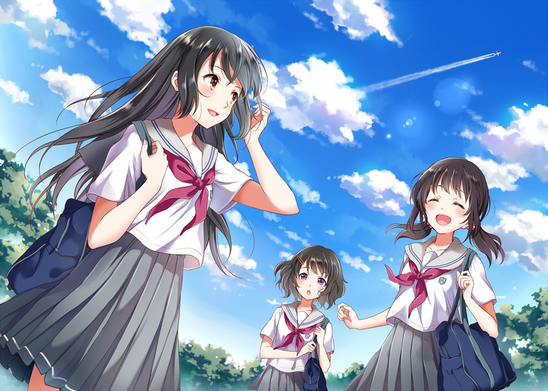 anime, comic art, Quadratic element, anime girls