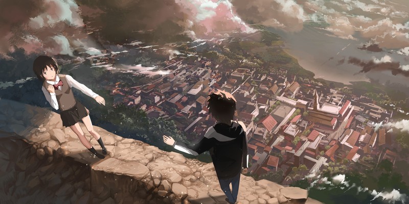anime, comic art, Quadratic element, anime girls, Kimi no Na Wa, Your Name