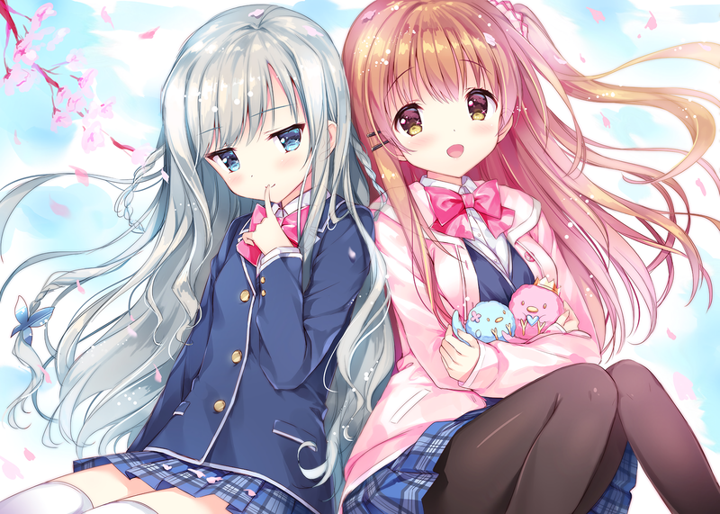 anime, comic art, Quadratic element, anime girls
