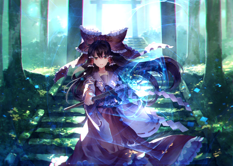anime, comic art, Quadratic element, Hakurei Reimu, Touhou, anime girls