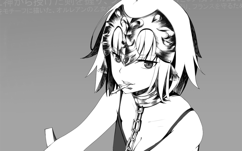 Jeanne (Alter) (Fate/Grand Order), Avenger (Fate/Grand Order), Fate Series, Fate/Grand Order, short hair, anime girls, monochrome, cross
