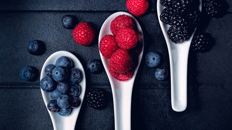 nature, food, blueberries, raspberries, blackberries