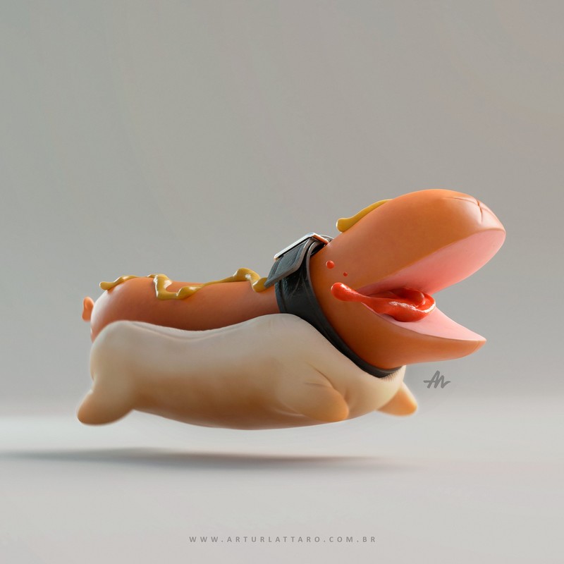 3D, humor, mustard, ketchup