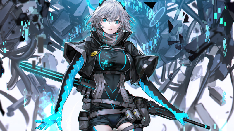 animation, comic art, Girl With Weapon, anime, anime girls, ICEY, cyan