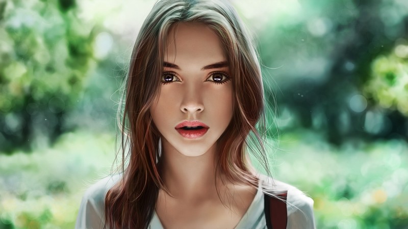 portrait, face, brunette, women, artwork