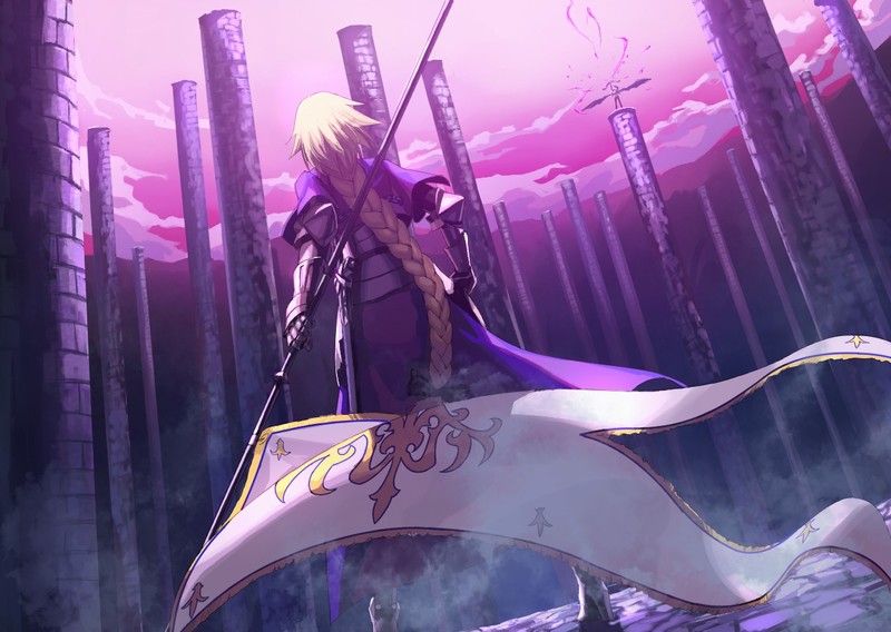 Fate Series, Fate/Apocrypha, anime girls, fantasy armor, digital art, blond hair, long hair, braided hair, Ruler (Fate/Apocrypha), Jeanne dArc (Fate), 2D, FGO, female warrior, armor, fan art, atalanta (Fate/Apocrypha), Archer of Red