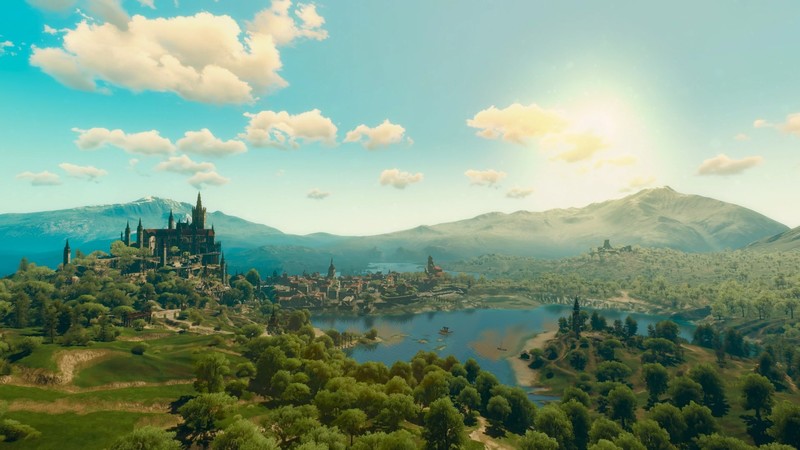 The Witcher 3: Wild Hunt, landscape, CD Projekt RED, castle, lake