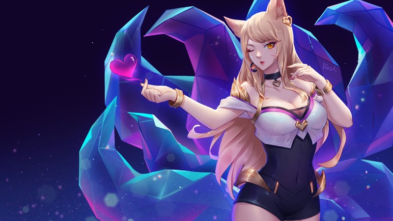 Ahri (League of Legends), League of Legends, anime girls, anime, animal ears