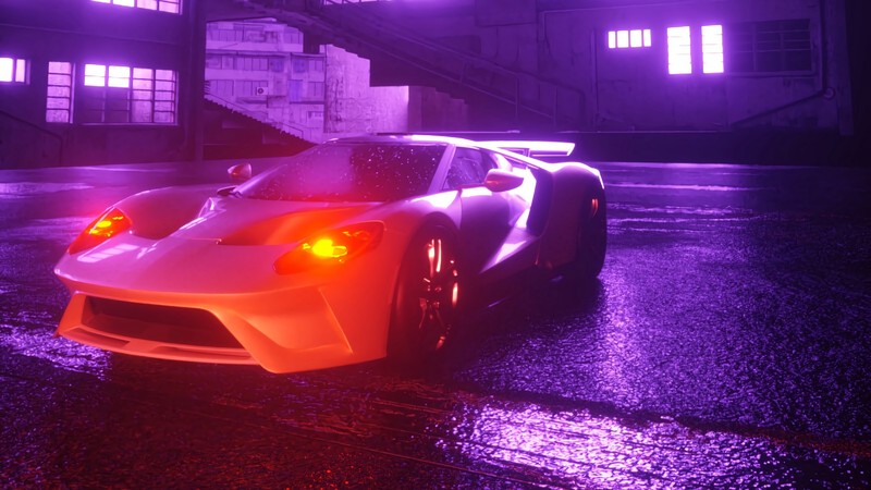 digital, digital art, artwork, transport, lights, neon, neon lights, red, purple, urban, architecture, sports car, glowing, night, city, city lights, cyber, cyberpunk, futuristic, synthwave, vaporwave, Retrowave