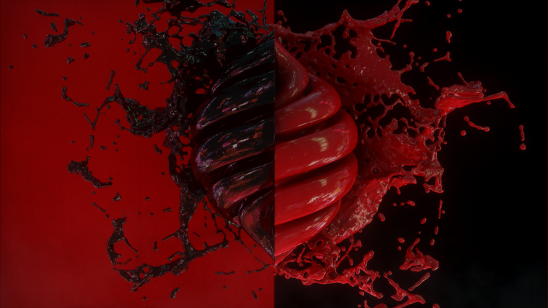 3D Abstract, abstract, splashes, split, red, black, Twist, hive
