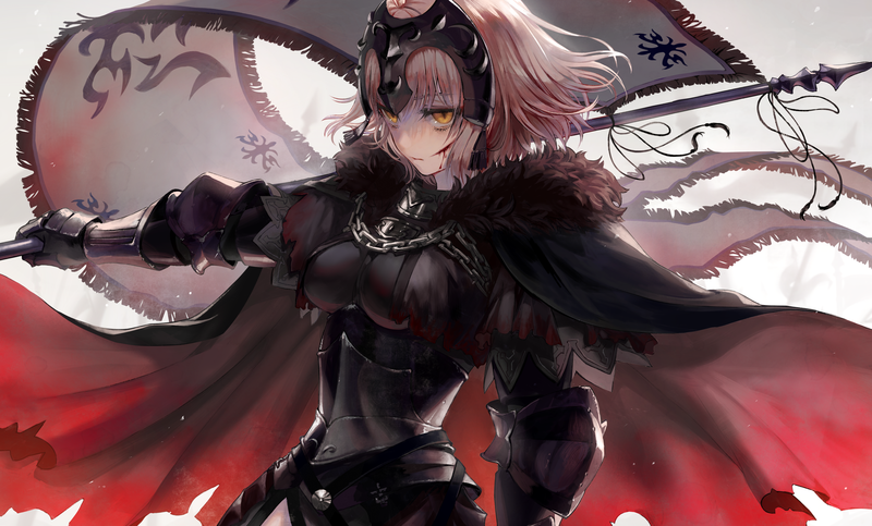 Jeanne (Alter) (Fate/Grand Order), Avenger (Fate/Grand Order), Fate Series, banner, short hair, yellow eyes, video game girls