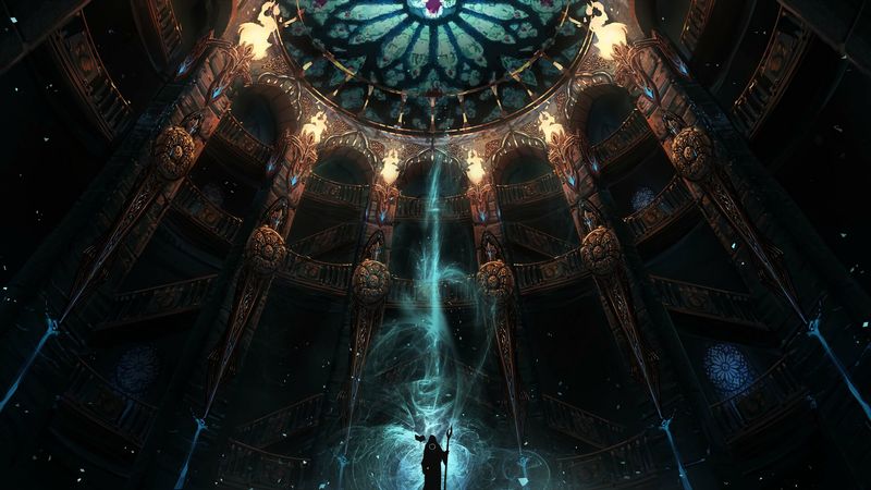wanderer, castle, fantasy, magic, art, 4k