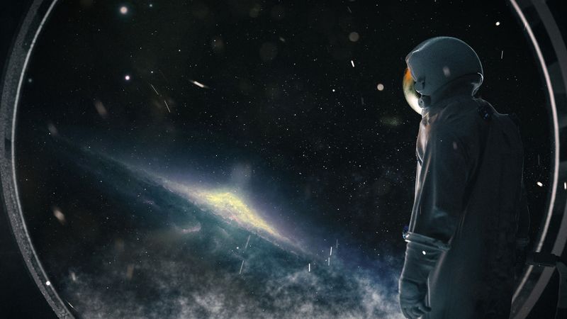 astronaut, spacesuit, porthole, 4k