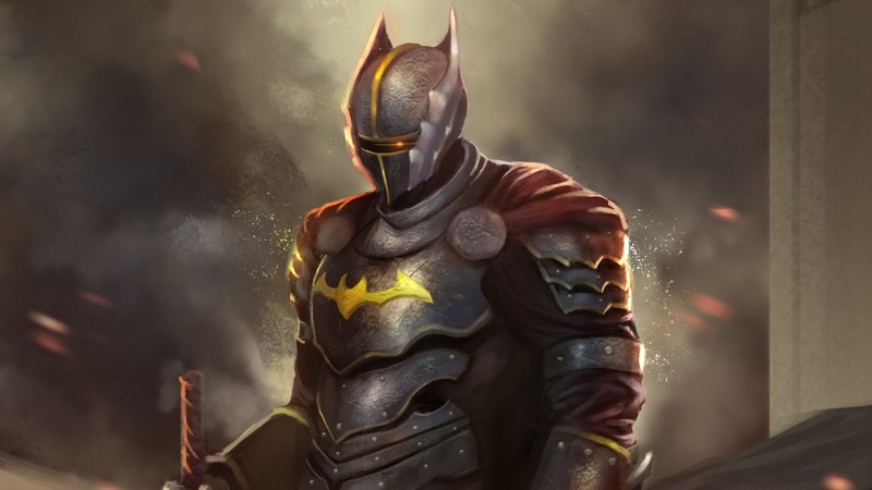 digital, digital art, artwork, drawing, painting, digital painting, fantasy art, knight, warrior, fantasy warrior, Batman, DC Comics, DC Universe, medieval, Batman: The Dark Knight, The Dark Knight, superhero