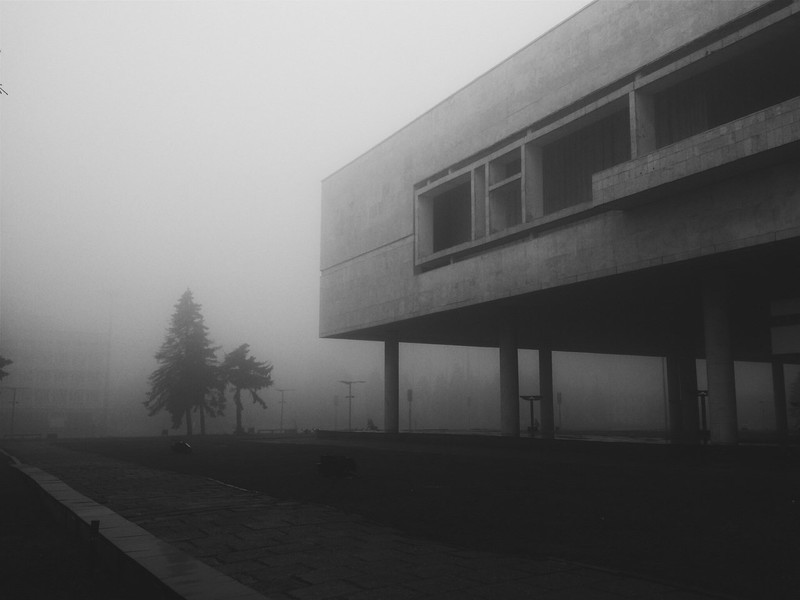 mist, construction, abandoned