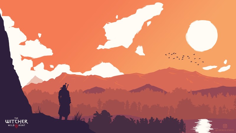 The Witcher, The Witcher 3: Wild Hunt, Geralt of Rivia, minimalism, CD Projekt RED