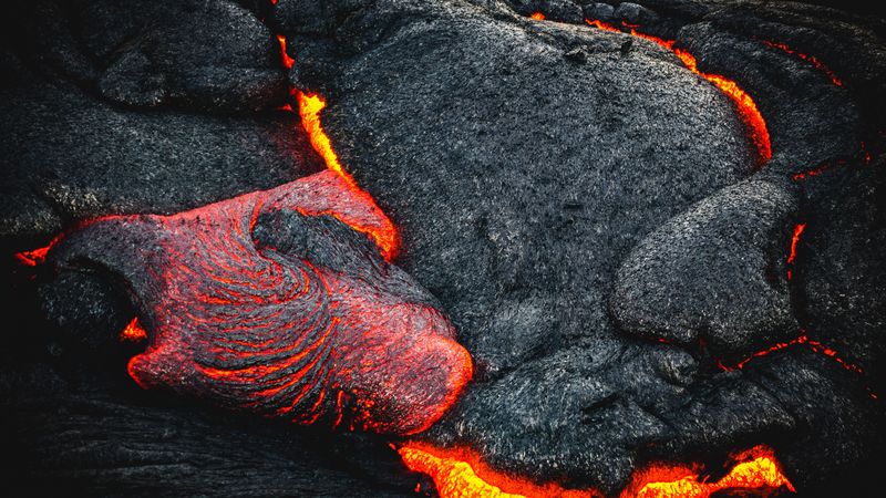 lava, fiery, surface, volcano, 4k