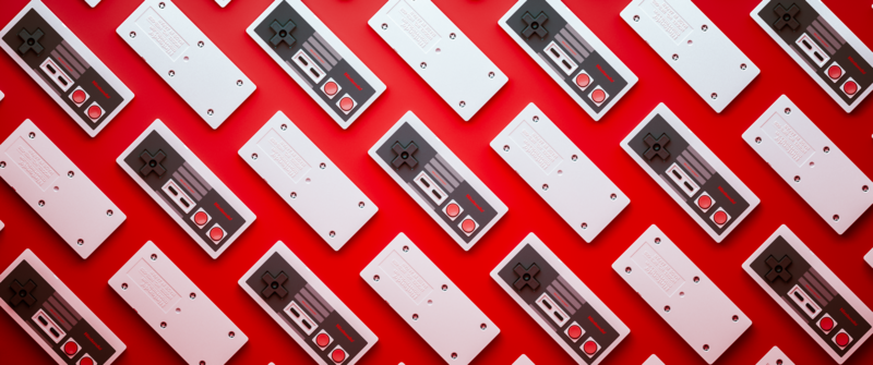gamepad, Nintendo, retro console, render, red, pattern, Nintendo Entertainment System