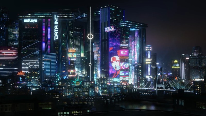 Cyberpunk 2077, screen shot, city, cyberpunk, night, neon, neon glow