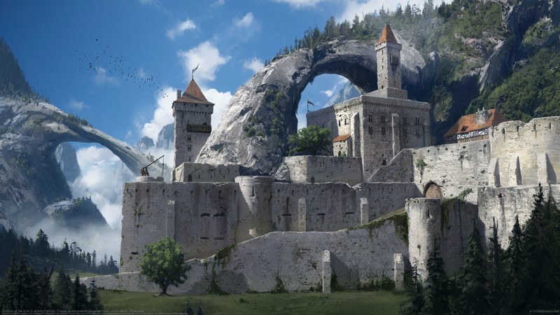 artwork, fantasy art, castle