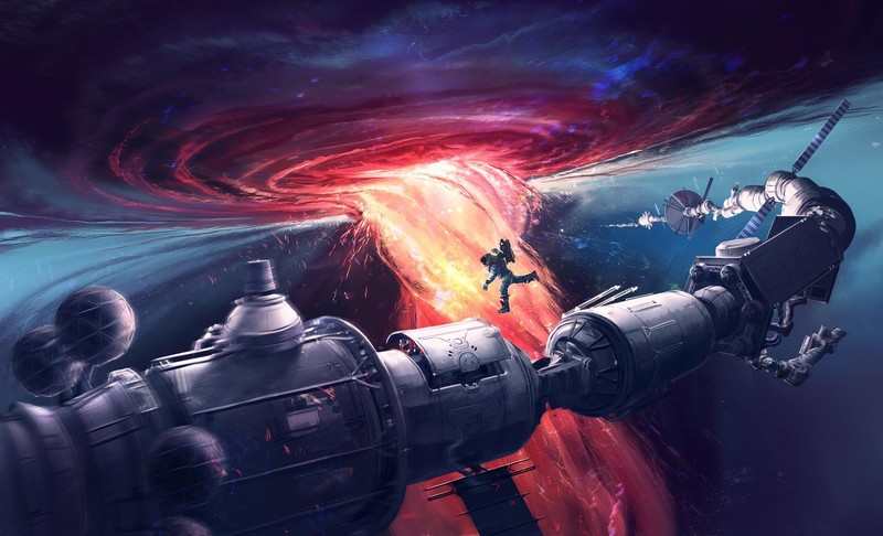 astronaut, space, spaceship, space station, science fiction, artwork, concept art, digital art
