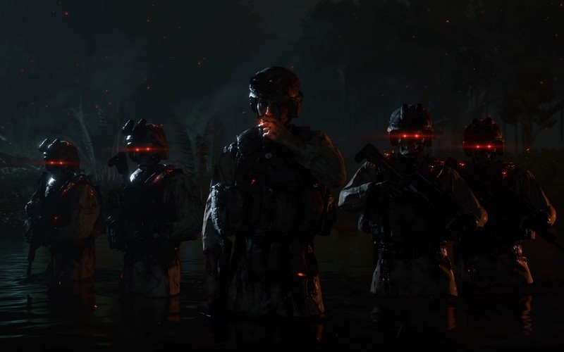 Death Stranding, video games, soldier, weapon, rifles, red eyes, dark