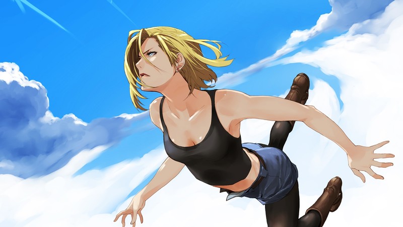 Dragon Ball Z, Android 18, blonde, anime girls, fan art, digital art, artwork