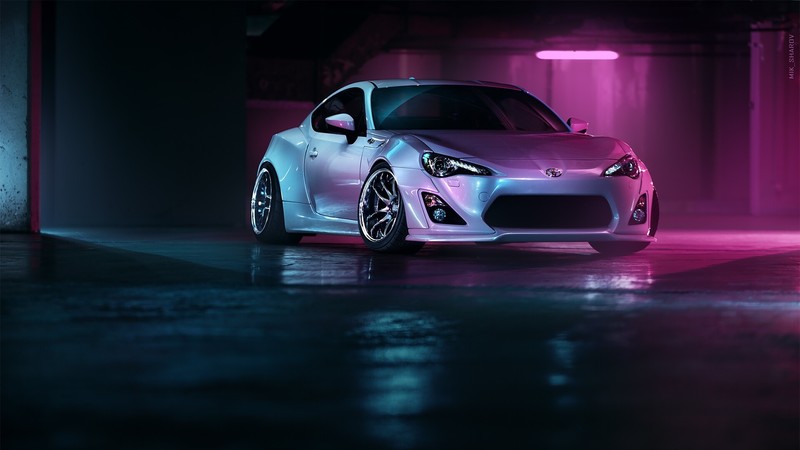 Toyota GT-86, Toyota, Japanese cars, sports car, JDM, Toyobaru, vehicle, silver cars, night, Mikhail Sharov