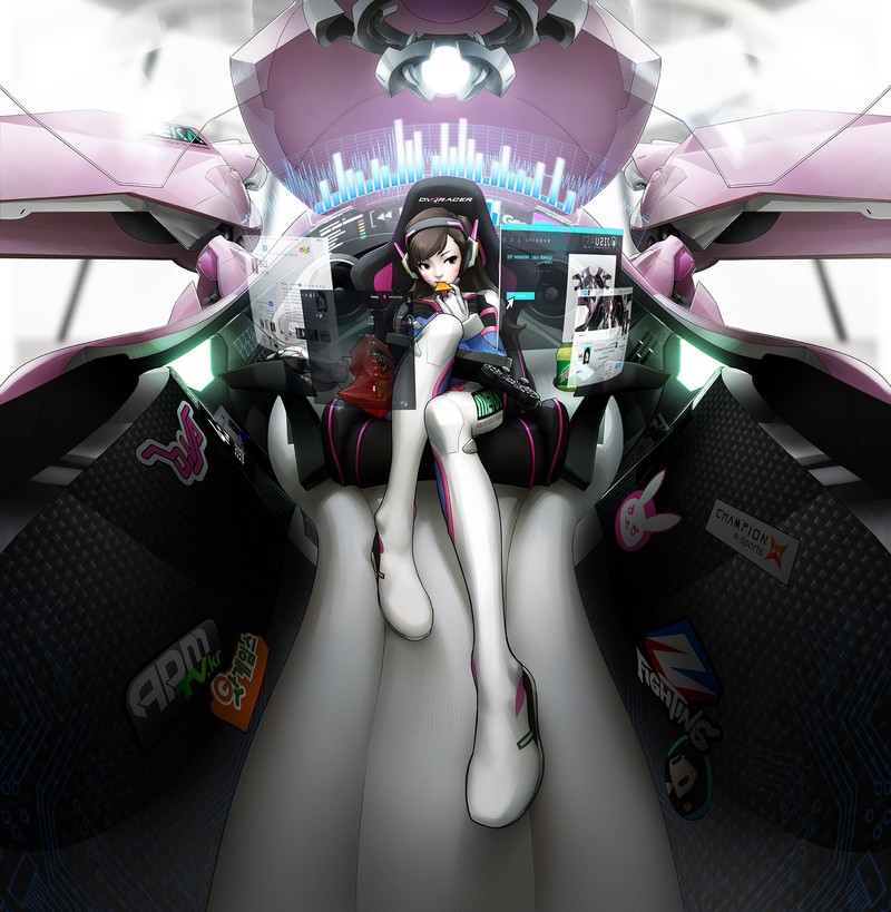 D.Va (Overwatch), Overwatch, video games, digital art, mecha girls
