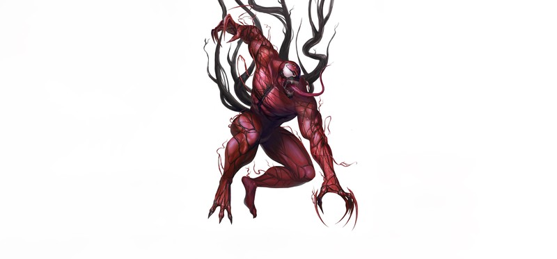 Venom, artwork, creature, simple background, Carnage