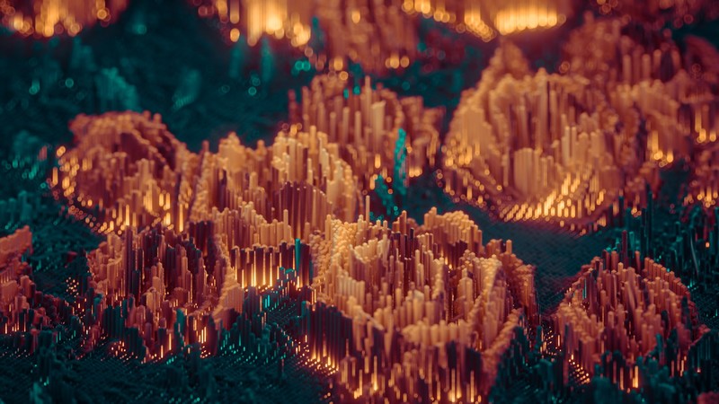 3D Abstract, flowers, render, pixel sorting