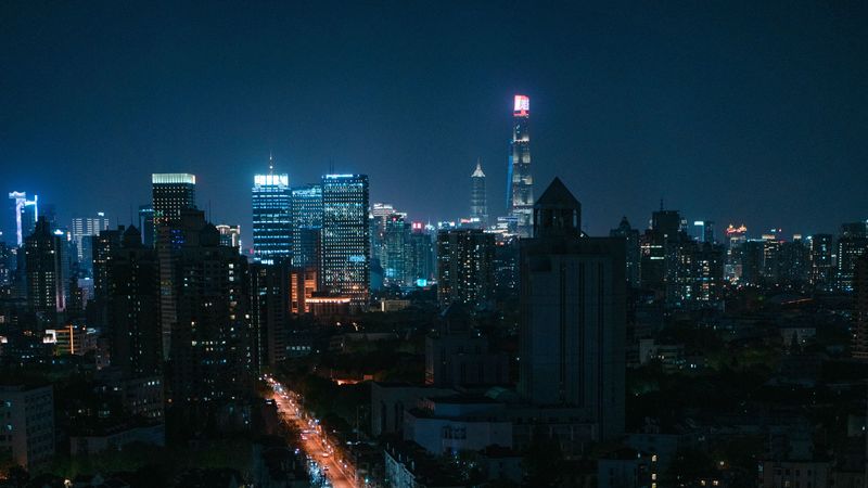 city, road, night, lights, 4k