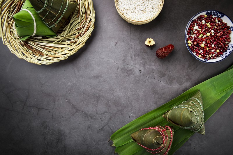 food, rice, fruit, leaves, baskets