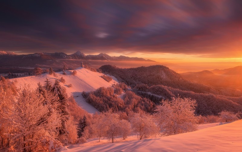 nature, landscape, winter, snow, sky, sunlight