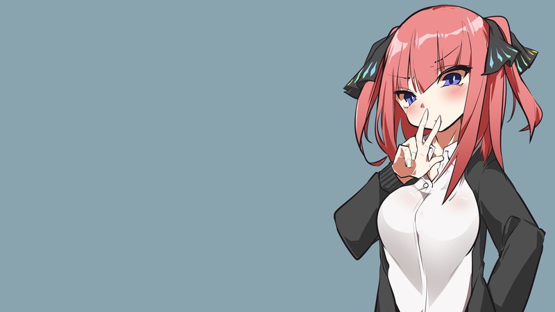 5-toubun no Hanayome, anime, anime girls, Nakano Nino, simple background