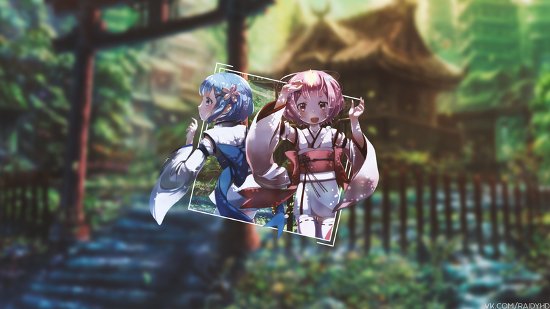 anime girls, anime, picture-in-picture